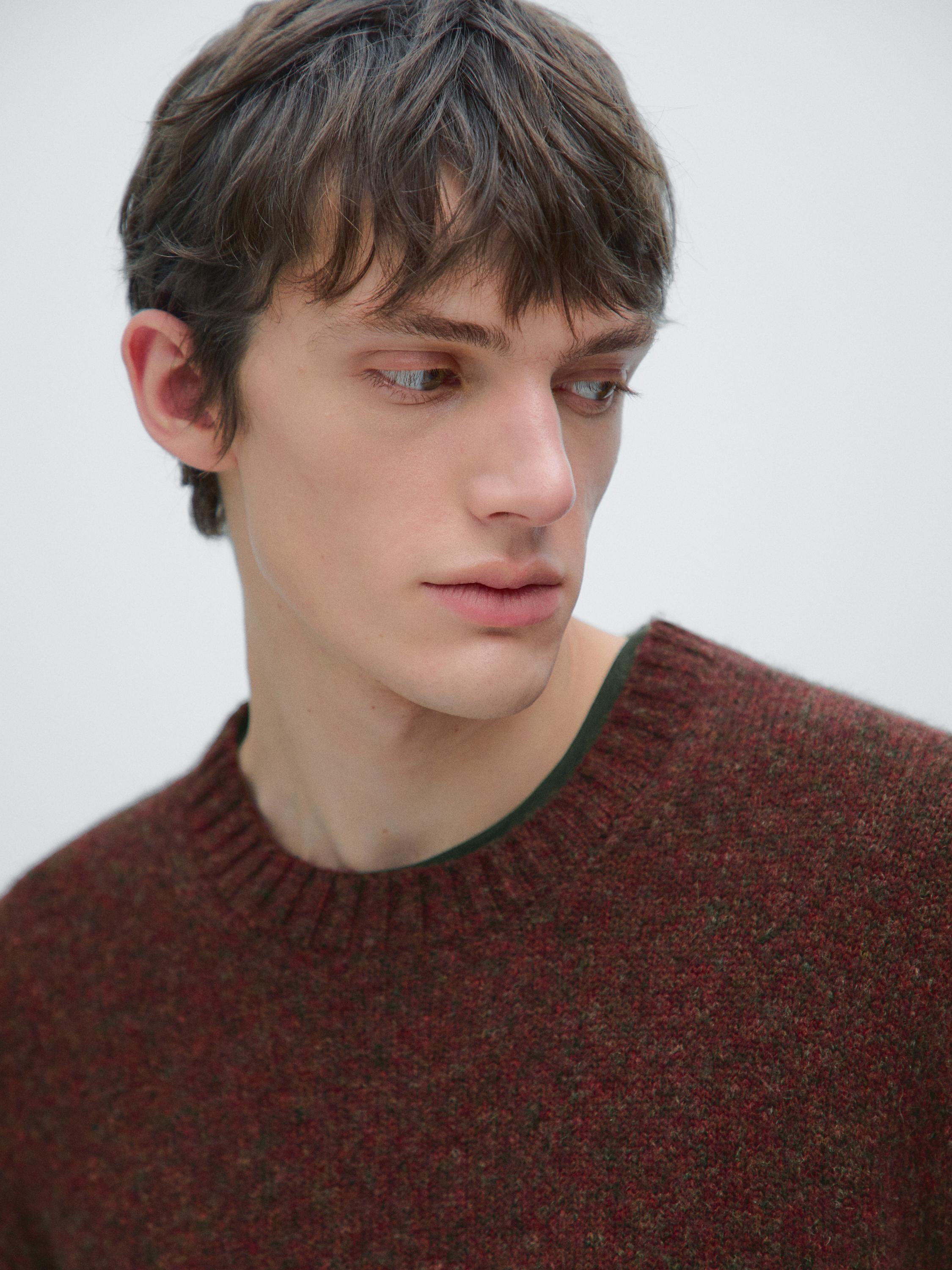 Wool blend sweater with crew neck